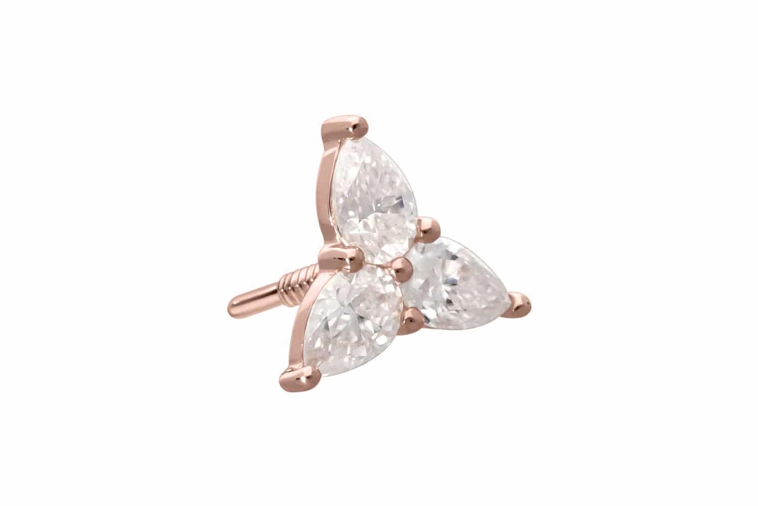 14 Karat Gold Schraubaufsatz mit Außengewinde MOISSANIT-BLUME von Piercingline